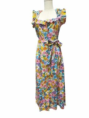 B-11 Borgo de Nor Lou Lou Good Vibes Pale Blue Floral Midi Dress